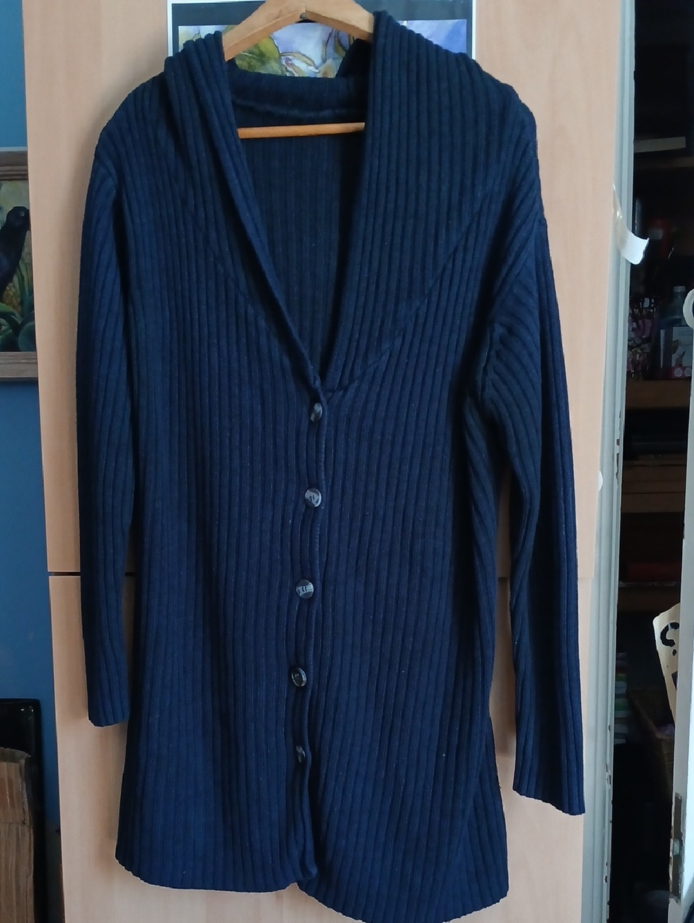 Black Ribbed Cardigan - Picture 1 of 6